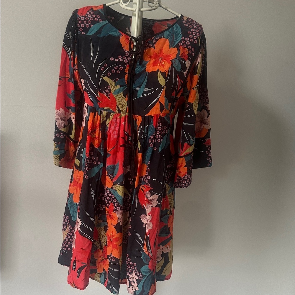 Johnny Was silk hibiscuscus hawaiian dress - Picture 1 of 4
